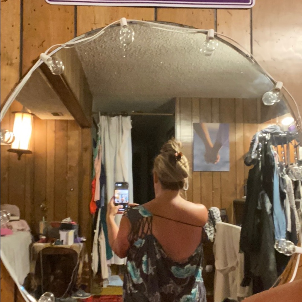 FREE PEOPLE Cold shoulder open back floral top
